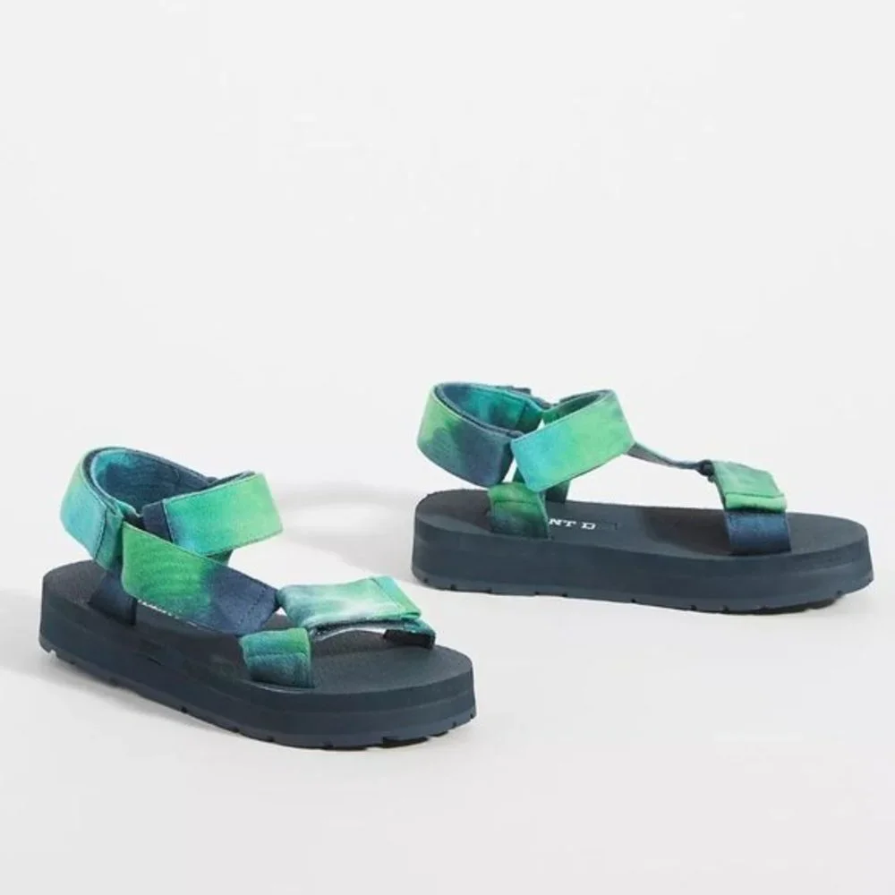 NIB Anthropologie Silent D Morgan Sport Womens Sandals Blue Green Tie-Dye 37